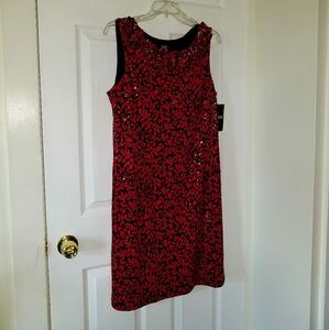 MSK| NWT Red and black sequin Dress